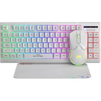 MARVO Loot 30 billentyűzet+egér+egérpad combo UK : CM310-WH fotó